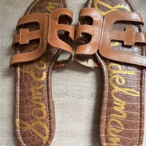 Sam Edelman Brown Crocodile Pattern Slides